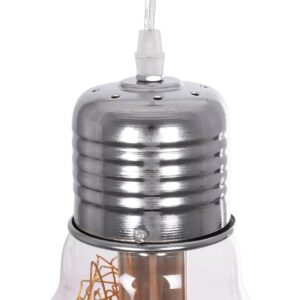 GLOBOSTAR® LAMP 999-0056 Μοντέρνο Κρεμαστό Φωτιστικό Οροφής με Ντουί 1 x E27 AC 220-240V IP20 – Διάφανο, Χρυσό & Ασημί – Μ15 x Π15 x Υ27cm