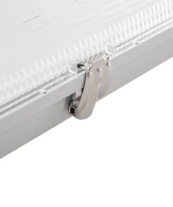 GLOBOSTAR® VIGAS 999-0250 Γραμμικό Βιομηχανικό Φωτιστικό Σκαφάκι Tri-Proof με Μεταλλικά Clips για 2 x Λάμπες T8 G13 90cm Τύπου Φθορίου LED Τροφοδοσίας Ενός Άκρου 120° AC 220-240V Αδιάβροχο IP65 – Γκρι με Διάφανο Κάλυμμα Πλαστικό PC – Μ100 x Π15 x Υ10cm