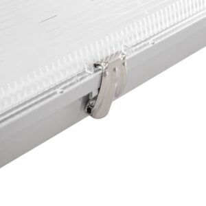 GLOBOSTAR® VIGAS 999-0250 Γραμμικό Βιομηχανικό Φωτιστικό Σκαφάκι Tri-Proof με Μεταλλικά Clips για 2 x Λάμπες T8 G13 90cm Τύπου Φθορίου LED Τροφοδοσίας Ενός Άκρου 120° AC 220-240V Αδιάβροχο IP65 – Γκρι με Διάφανο Κάλυμμα Πλαστικό PC – Μ100 x Π15 x Υ10cm