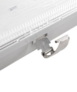 GLOBOSTAR® VIGAS 999-0250 Γραμμικό Βιομηχανικό Φωτιστικό Σκαφάκι Tri-Proof με Μεταλλικά Clips για 2 x Λάμπες T8 G13 90cm Τύπου Φθορίου LED Τροφοδοσίας Ενός Άκρου 120° AC 220-240V Αδιάβροχο IP65 – Γκρι με Διάφανο Κάλυμμα Πλαστικό PC – Μ100 x Π15 x Υ10cm