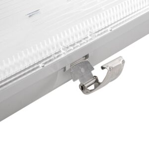 GLOBOSTAR® VIGAS 999-0250 Γραμμικό Βιομηχανικό Φωτιστικό Σκαφάκι Tri-Proof με Μεταλλικά Clips για 2 x Λάμπες T8 G13 90cm Τύπου Φθορίου LED Τροφοδοσίας Ενός Άκρου 120° AC 220-240V Αδιάβροχο IP65 – Γκρι με Διάφανο Κάλυμμα Πλαστικό PC – Μ100 x Π15 x Υ10cm