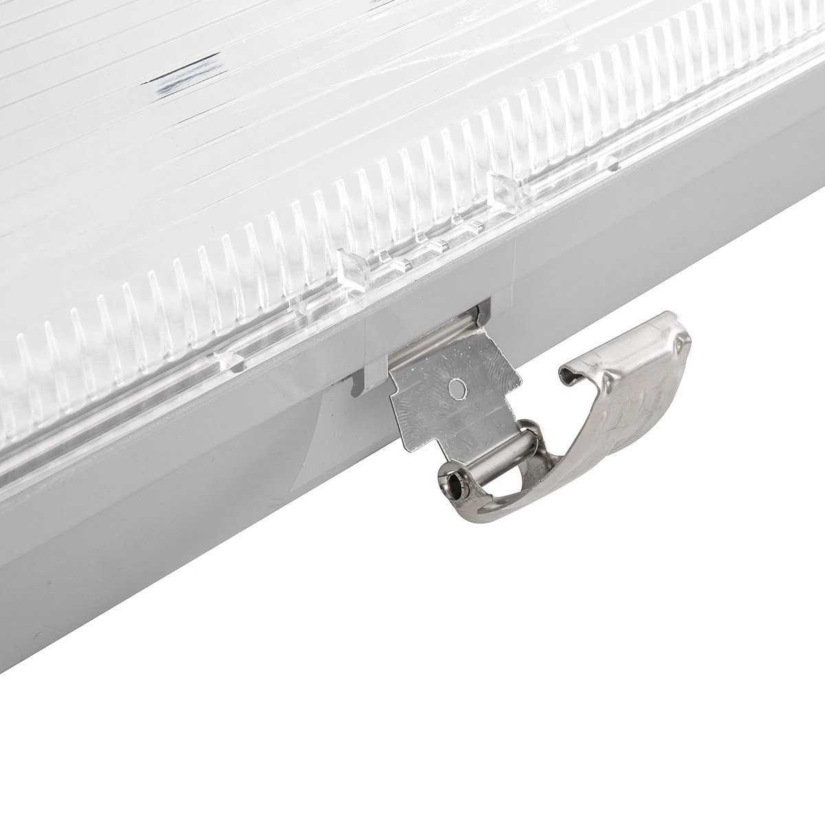 GLOBOSTAR® VIGAS 999-0250 Γραμμικό Βιομηχανικό Φωτιστικό Σκαφάκι Tri-Proof με Μεταλλικά Clips για 2 x Λάμπες T8 G13 90cm Τύπου Φθορίου LED Τροφοδοσίας Ενός Άκρου 120° AC 220-240V Αδιάβροχο IP65 – Γκρι με Διάφανο Κάλυμμα Πλαστικό PC – Μ100 x Π15 x Υ10cm