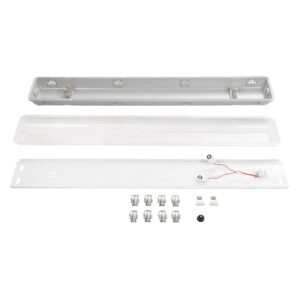 GLOBOSTAR® VIGAS 999-0250 Γραμμικό Βιομηχανικό Φωτιστικό Σκαφάκι Tri-Proof με Μεταλλικά Clips για 2 x Λάμπες T8 G13 90cm Τύπου Φθορίου LED Τροφοδοσίας Ενός Άκρου 120° AC 220-240V Αδιάβροχο IP65 – Γκρι με Διάφανο Κάλυμμα Πλαστικό PC – Μ100 x Π15 x Υ10cm