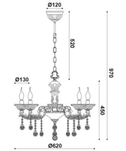 Κρεμαστό Πολύφωτο με 5xE14 Χρυσό με Κρυσταλλάκια ACA – EG166495