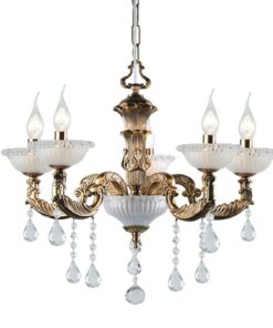 Κρεμαστό Πολύφωτο με 5xE14 Χρυσό με Κρυσταλλάκια ACA – EG166495