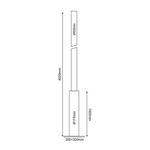 ΚΟΛΩΝΑ ΧΑΛΥΒΔΙΝΗ Φ60/114 4 ΜΕΤΡΩΝ 3mm ME ΘΥΡΙΔΑ ΕΠΙΣΚΕΨΗΣ RAL C0026, ΠΛΑΚΑ ΕΔΡΑΣΗΣ 300Χ300Χ10 ACA – F601144MNNB