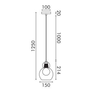 JULIETTE-ΦΩΤΙΣΤΙΚΟ ΚΡΕΜΑΣΤΟ ΟΡΕΙΧΑΛΚΙΝΟ ΓΥΑΛΙΝΟ ΣΥΜΒΑΤΙΚΟ ΙΡ20 1xΕ27 150XH1250mm ACA – LT1520PCB