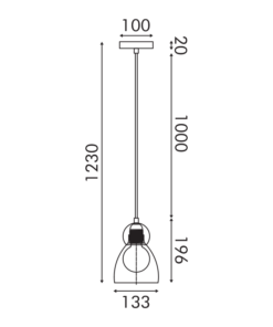 JULIETTE-ΦΩΤΙΣΤΙΚΟ ΚΡΕΜΑΣΤΟ ΜΑΥΡΟ ΓΥΑΛΙΝΟ ΣΥΜΒΑΤΙΚΟ ΙΡ20 1xΕ27 150xH1250mm ACA – LT1520PBK