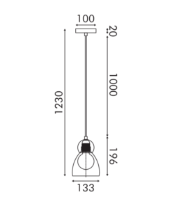 JULIETTE-ΦΩΤΙΣΤΙΚΟ ΚΡΕΜΑΣΤΟ ΟΡΕΙΧΑΛΚΙΝΟ ΓΥΑΛΙΝΟ ΣΥΜΒΑΤΙΚΟ ΙΡ20 1xΕ27 133xH1230mm ACA – LT1521PCB
