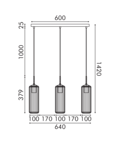 FAME-ΦΩΤΙΣΤΙΚΟ ΚΡΕΜΑΣΤΟ ΜΑΥΡΟ ΓΥΑΛΙΝΟ ΣΥΜΒΑΤΙΚΟ ΙΡ20 3xΕ27 L640xW100xH1420mm ACA – LT19P3BK