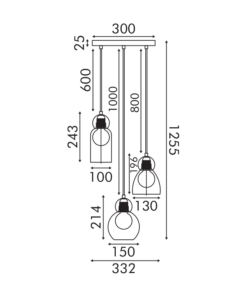 JULIETTE-ΦΩΤΙΣΤΙΚΟ ΚΡΕΜΑΣΤΟ ΟΡΕΙΧΑΛΚΙΝΟ ΓΥΑΛΙΝΟ ΣΥΜΒΑΤΙΚΟ ΙΡ20 3xΕ27 330XH1255mm ACA – LT38233PCB