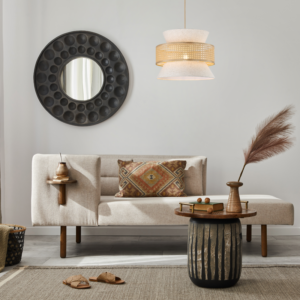 JAPAN-ΦΩΤΙΣΤΙΚΟ ΚΡΕΜΑΣΤΟ ΜΠΕΖ ΥΦΑΣΜΑΤΙΝΟ ΣΥΜΒΑΤΙΚΟ ΙΡ20 1xΕ27 400xH1300mm ACA – LT40PBGW