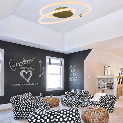 InLight Πλαφονιέρα οροφής LED 40W 3000K από χρυσαφί μέταλλο και σωλήνα PVC D:60cm (42011-GL)