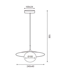 ΚΡΕΜΑΣΤΟ Φ/Σ 1XG9 ΧΡΥΣΟ ΜΕΤΑΛΛΙΚΟ ΜΑΥΡΟ PVC ΚΑΠΕΛΟ Φ100mm GLOBIE ACA – SUH12BK
