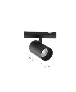 Inlight Φωτιστικό LED 7W 3000K για μαγνητική Mini ράγα σε μαύρη απόχρωση D:3,5cmx8,7cm (TMM0071-Black)