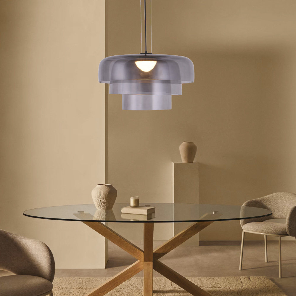 Inlight Κρεμαστό Φωτιστικό LED 12W 3000Κ απο φιμέ γυαλί D:42x23cm (4068-Smoky)