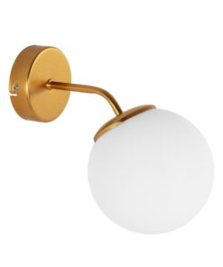 GLOBOSTAR® DALPH 203-0033 Vintage Φωτιστικό Τοίχου – Απλίκα με Ντουί 1 x E27 AC 220-240V IP20 – Χρυσό & Λευκό – M15 x Π25 x Υ22cm