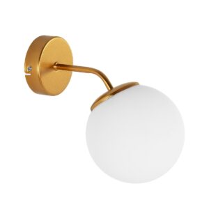 GLOBOSTAR® DALPH 203-0033 Vintage Φωτιστικό Τοίχου – Απλίκα με Ντουί 1 x E27 AC 220-240V IP20 – Χρυσό & Λευκό – M15 x Π25 x Υ22cm