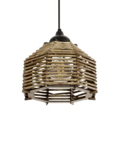 GLOBOSTAR® JUTTO 205-0040 Boho Κρεμαστό Φωτιστικό Οροφής με Ντουί 1 x E27 AC 220-240V IP20 – Μπεζ – M20 x Π20 x Υ18cm