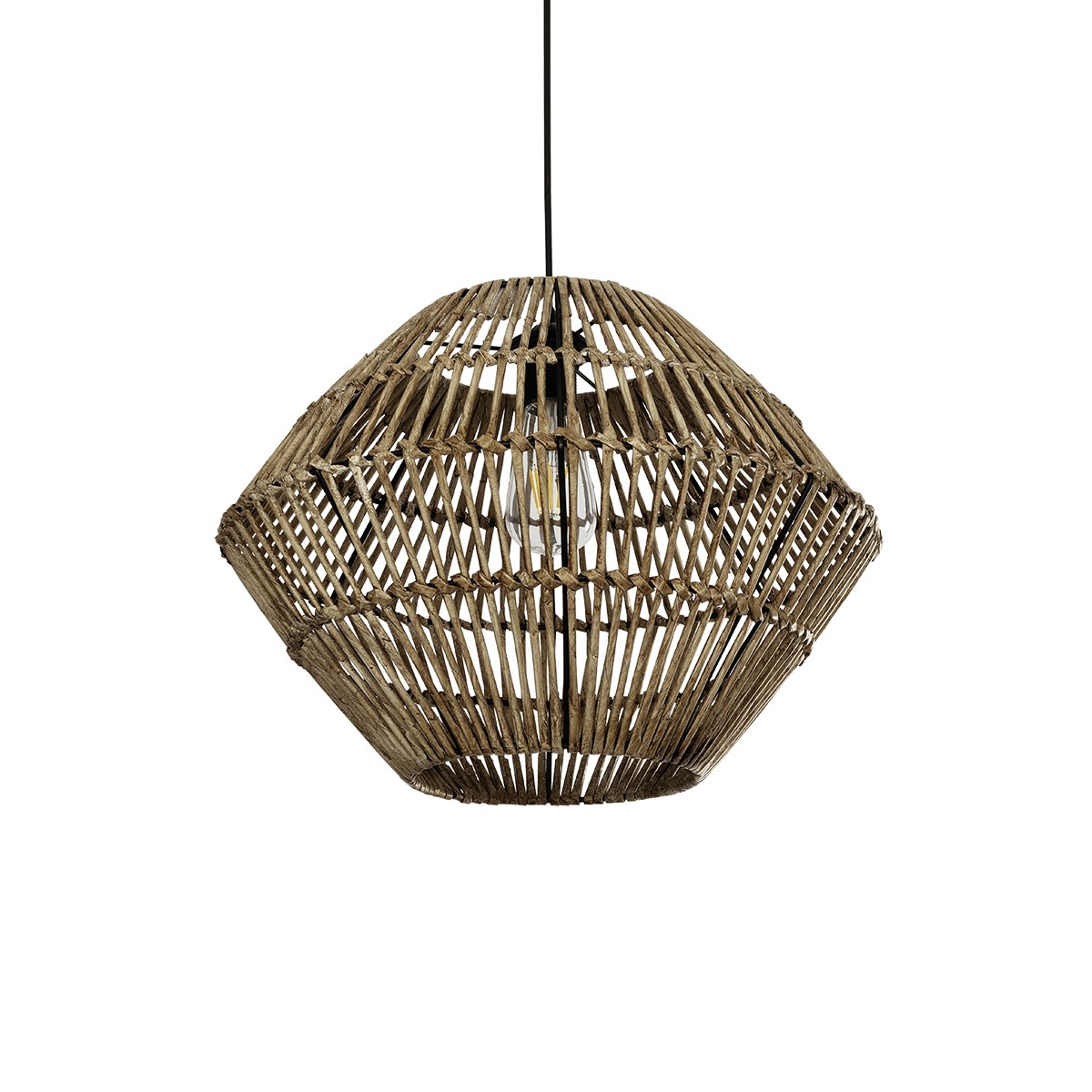 GLOBOSTAR® KEGEL 205-0048 Boho Κρεμαστό Φωτιστικό Οροφής με Ντουί 1 x E27 AC 220-240V IP20 – Μπεζ – M46 x Π46 x Υ35cm