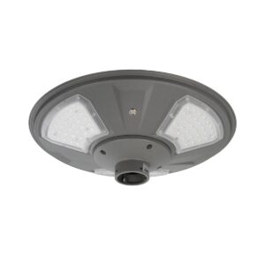 GLOBOSTAR® PARK 90500 Φωτιστικό Κεφαλής Post Top Πλατείας/Πάρκου LED 25W 2000lm 120° με Ενσωματωμένο Φωτοβολταϊκό Panel 6V 20W & Επαναφορτιζόμενη Μπαταρία Li-ion 3.2V 25000mAh με Αισθητήρα Ημέρας-Νύχτας Αδιάβροχο IP65 Ψυχρό Λευκό 6000K – Γκρι Ανθρακί – Μ50 x Π50 x Υ19cm – 2 Χρόνια Εγγύηση
