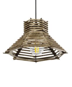 GLOBOSTAR® JUTTI 205-0042 Boho Κρεμαστό Φωτιστικό Οροφής με Ντουί 1 x E27 AC 220-240V IP20 – Μπεζ – M26 x Π26 x Υ15cm