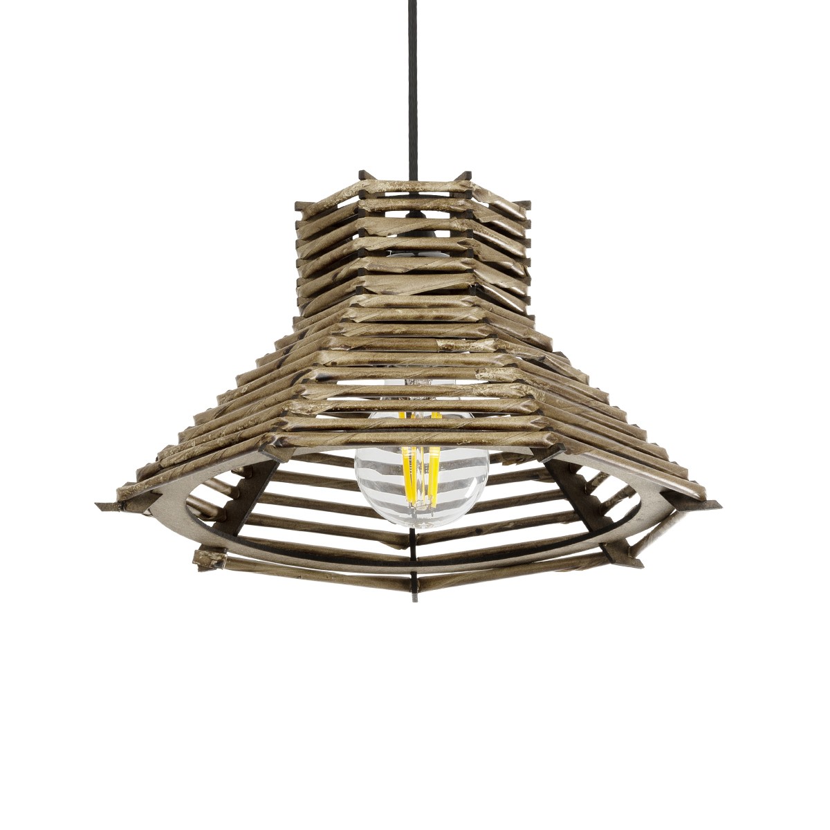 GLOBOSTAR® JUTTI 205-0042 Boho Κρεμαστό Φωτιστικό Οροφής με Ντουί 1 x E27 AC 220-240V IP20 – Μπεζ – M26 x Π26 x Υ15cm