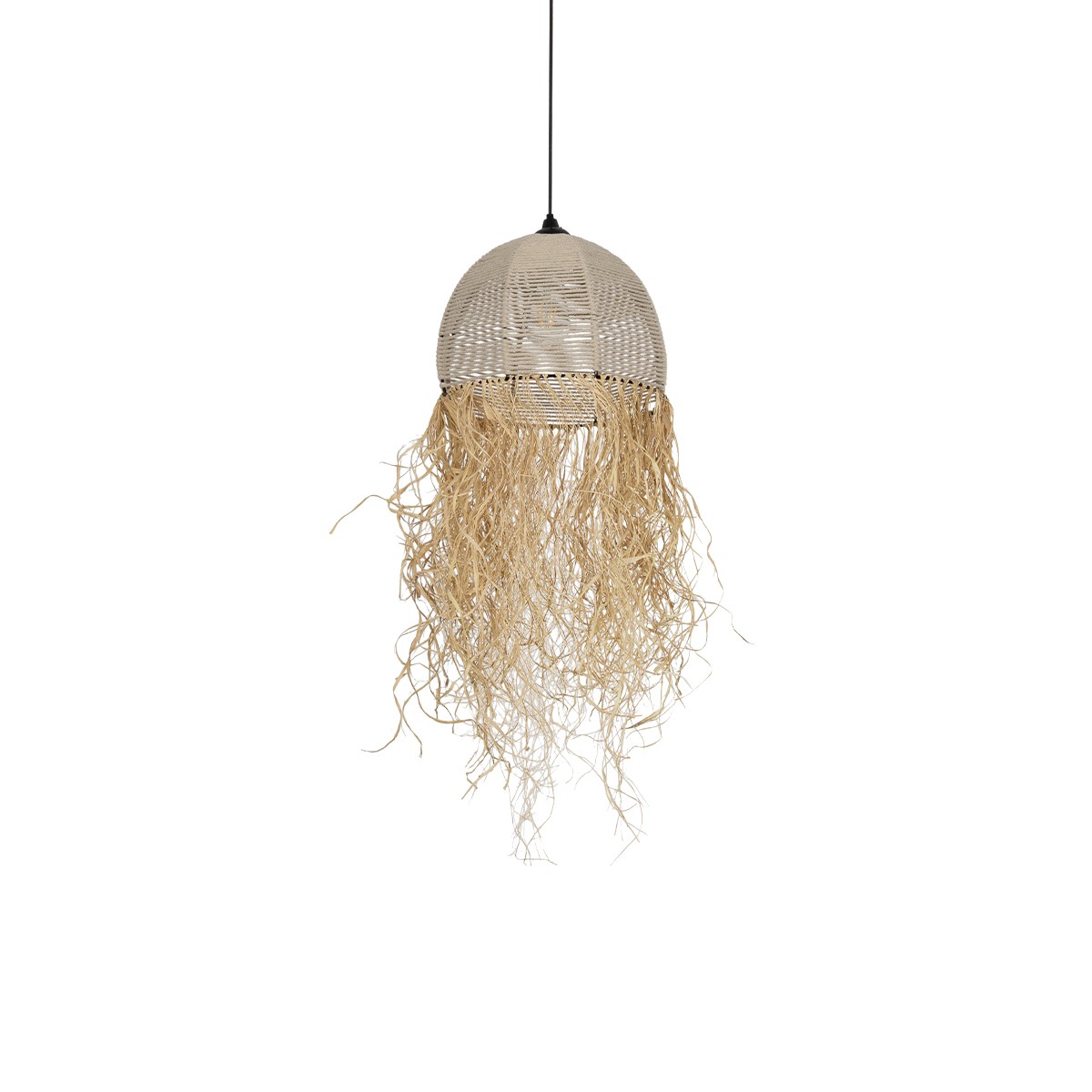 GLOBOSTAR® PLUVIA 205-0082 Boho Κρεμαστό Φωτιστικό Οροφής με Ντουί 1 x E27 AC 220-240V IP20 – Μπεζ – M30 x Π30 x Υ70cm