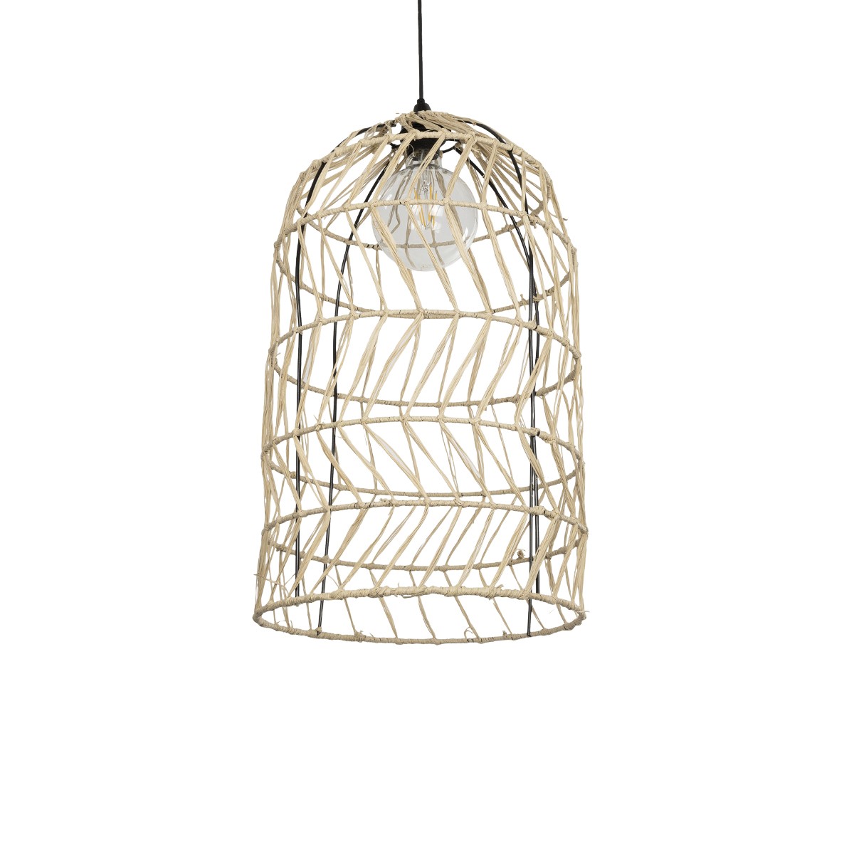 GLOBOSTAR® NETI 205-0025 Boho Κρεμαστό Φωτιστικό Οροφής με Ντουί 1 x E27 AC 220-240V IP20 – Μπεζ – M35 x Π35 x Υ63cm