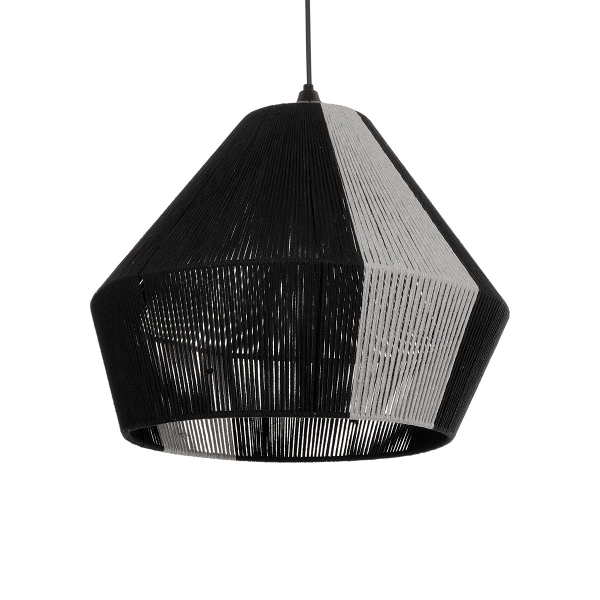 GLOBOSTAR® ANGULUS 205-0021 Boho Κρεμαστό Φωτιστικό Οροφής με Ντουί 1 x E27 AC 220-240V IP20 – Μαύρο & Γκρι – M40 x Π40 x Υ35cm