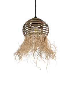 GLOBOSTAR® RIKTA 205-0077 Boho Κρεμαστό Φωτιστικό Οροφής με Ντουί 1 x E27 AC 220-240V IP20 – Μπεζ – M20 x Π20 x Υ30cm