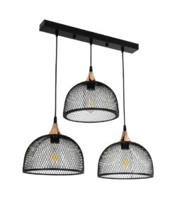 GLOBOSTAR® GLIND 201-0082 Vintage Κρεμαστό Φωτιστικό Οροφής με Ντουί 3 x E27 AC 220-240V IP20 – Μαύρο – Μ60 x Π25 x Υ50cm