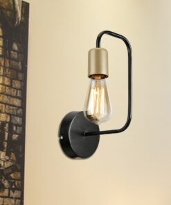 GLOBOSTAR® JUNO 203-0013 Μοντέρνο Φωτιστικό Τοίχου – Απλίκα με Ντουί 1 x E27 AC 220-240V IP20 – Μαύρο & Χρυσό – Μ18.5 x Π18.5 x Υ28cm