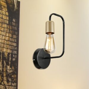 GLOBOSTAR® JUNO 203-0013 Μοντέρνο Φωτιστικό Τοίχου – Απλίκα με Ντουί 1 x E27 AC 220-240V IP20 – Μαύρο & Χρυσό – Μ18.5 x Π18.5 x Υ28cm