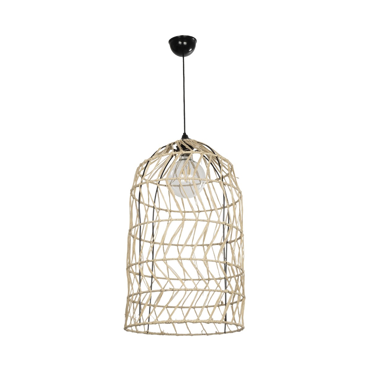 GLOBOSTAR® NETI 205-0025 Boho Κρεμαστό Φωτιστικό Οροφής με Ντουί 1 x E27 AC 220-240V IP20 – Μπεζ – M35 x Π35 x Υ63cm