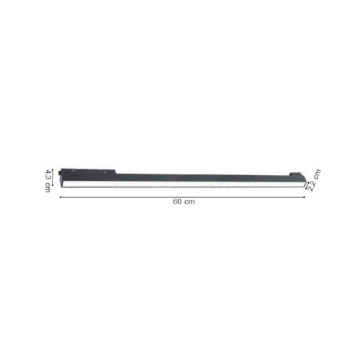 InLight Γραμμικό φωτιστικό LED 36W 3000K για μαγνητική ράγα σε μαύρη απόχρωση D:60cmx4,3cm (TM06101-Black)