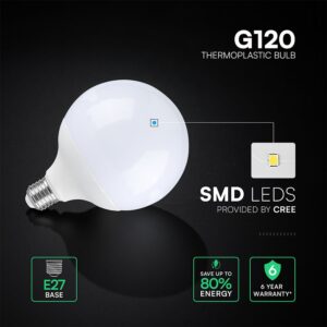 22W LED Bulb E27 G120 Plastic CREE CHIP 6400K V-TAC – 21200236