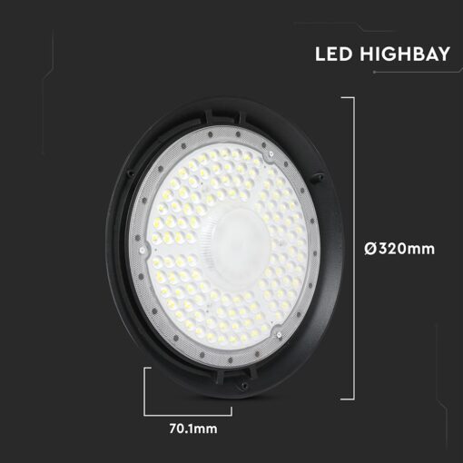 200W LED Καμπάνα UFO Μαύρη 27.000lm Ψυχρό Λευκό 6500K IP65 5yrs Wty V-TAC – 217813