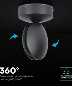 6W LED Wall Light Black Body 4000K IP65 V-TAC – 218220