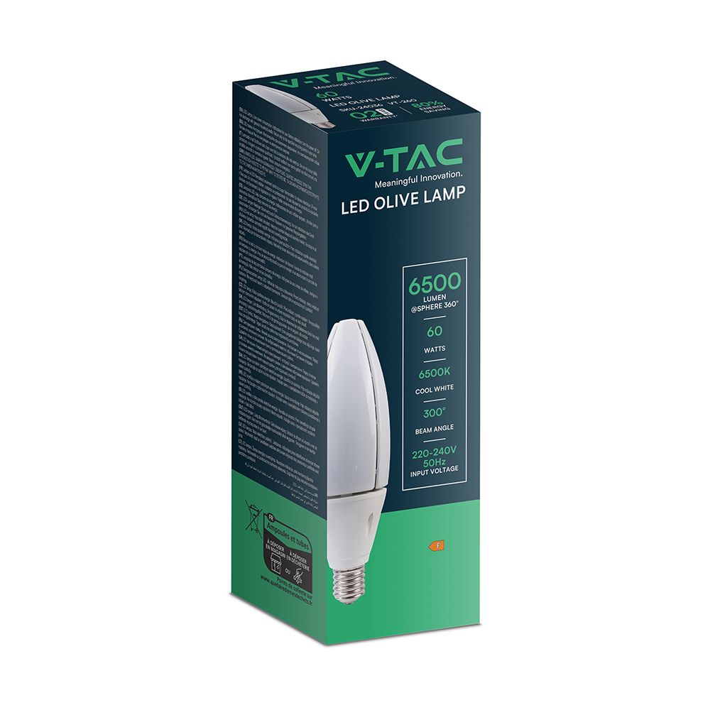 LED Λάμπα E40 60W V-TAC 300° 6500lm Ψυχρό Λευκό 6400K – 24036
