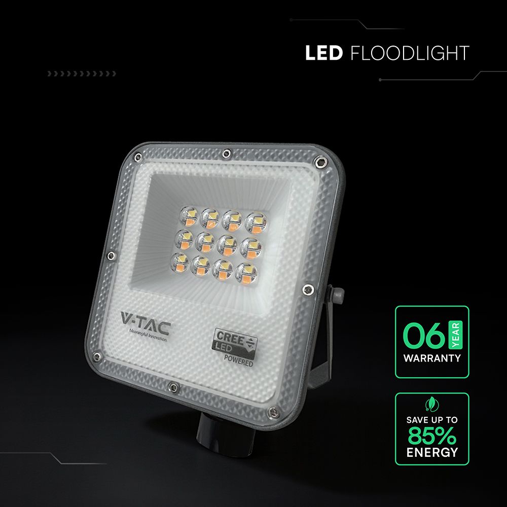LED Προβολέας 10W Αδιάβροχος IP65 V-TAC Cree Chip Μαύρος 730lm CCT 6yrs Wty – 240726