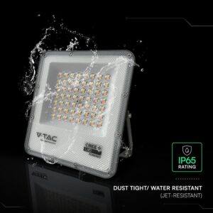 LED Προβολέας 50W Αδιάβροχος IP65 V-TAC Cree Chip Μαύρος 4000lm CCT 6yrs Wty – 240736