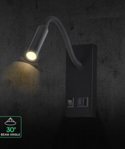 LED Φωτιστικό Ανάγνωσης Κρεβατιού Μαύρο V-TAC Cree Chip με Type-C Θύρα Φόρτισης 3000K V-TAC – 241516