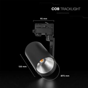 20W LED COB Σποτ Ράγας 4 Καλωδίων V-TAC Cree Chip 1620lm 3000K Μαύρο 6yrs Wty V-TAC 241546
