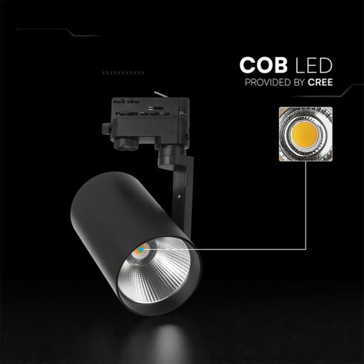 20W LED COB Σποτ Ράγας 4 Καλωδίων V-TAC Cree Chip 1620lm 3000K Μαύρο 6yrs Wty V-TAC 241546
