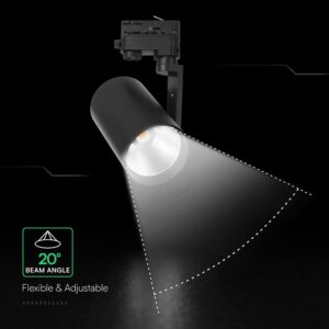 20W LED COB Σποτ Ράγας 4 Καλωδίων V-TAC Cree Chip 1620lm 3000K Μαύρο 6yrs Wty V-TAC 241546