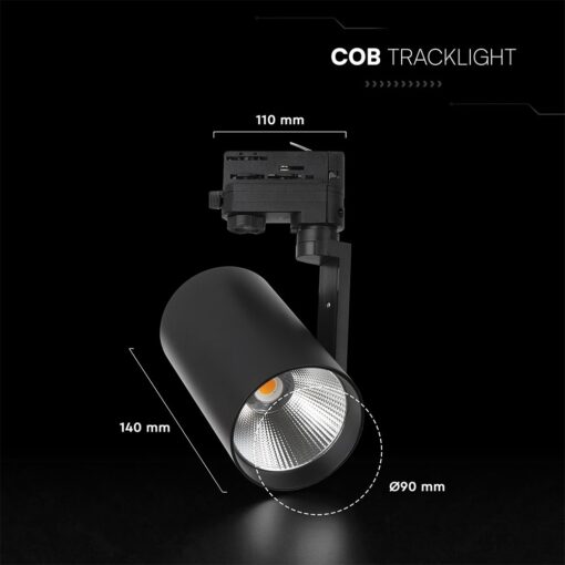 35W LED COB Σποτ Ράγας 4 Καλωδίων V-TAC Cree Chip 3218lm 3000K Μαύρο 6yrs Wty V-TAC 241576VT
