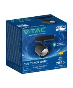 30W LED COB Σποτ Ράγας 4 Καλωδίων V-TAC Cree Chip 2845lm 6400K Μαύρο 6yrs Wty V-TAC 241606VT