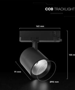 30W LED COB Σποτ Ράγας 4 Καλωδίων V-TAC Cree Chip 2845lm 6400K Μαύρο 6yrs Wty V-TAC 241606VT