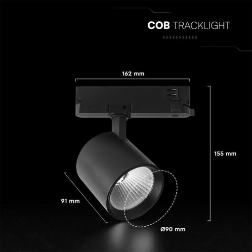 30W LED COB Σποτ Ράγας 4 Καλωδίων V-TAC Cree Chip 2845lm 6400K Μαύρο 6yrs Wty V-TAC 241606VT